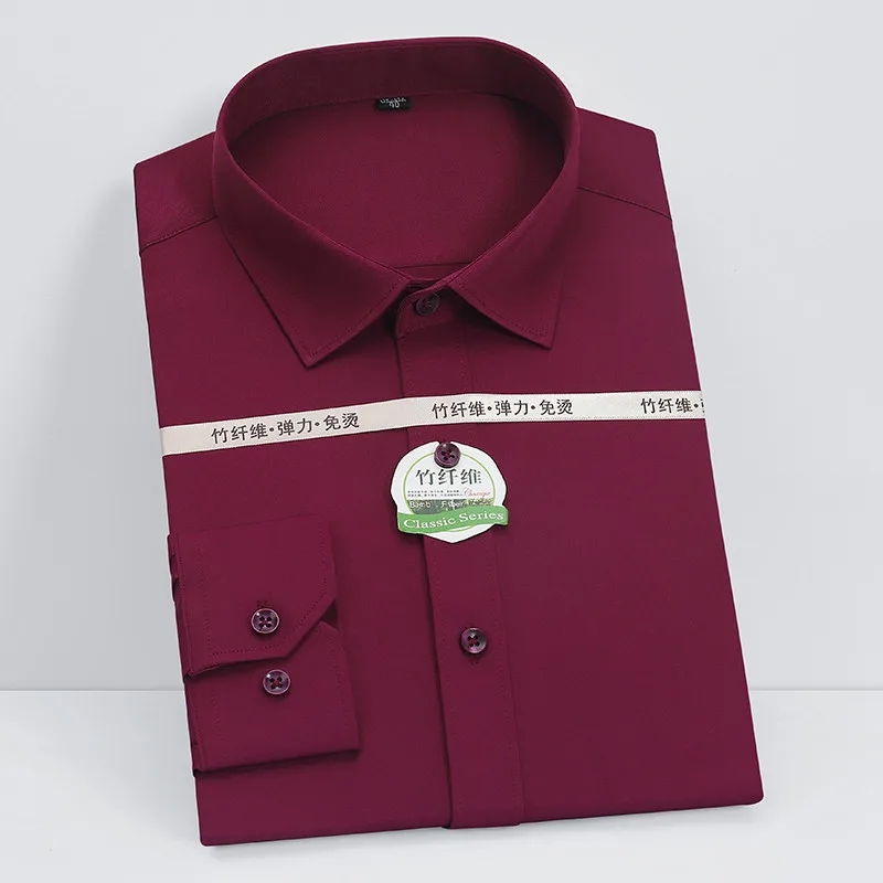 

Stretch Plain Men Shirts Full Sleeve Square Collar Soft Well Fit Casual 5xl Anti Wrinkle Man's Shirt Recommend Men clothing