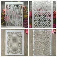 4pcs a4 29cm leaves mosaic frame diy layering stencils wall painting scrapbook coloring embossing album decorative template