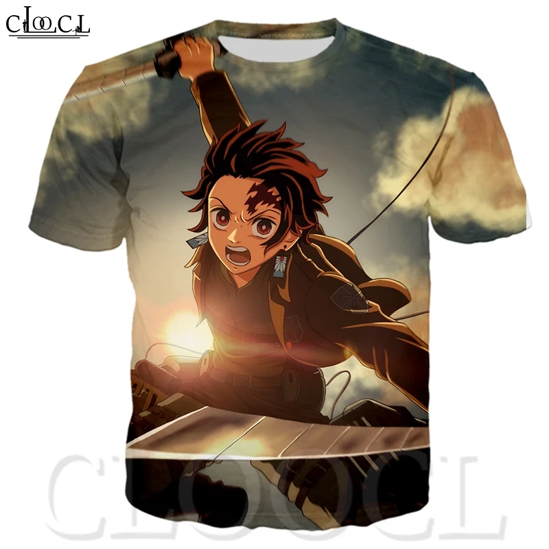 Футболка CLOOCL Kimetsu No Yaiba Kamado Tanjirou Повседневная футболка с круглым вырезом и