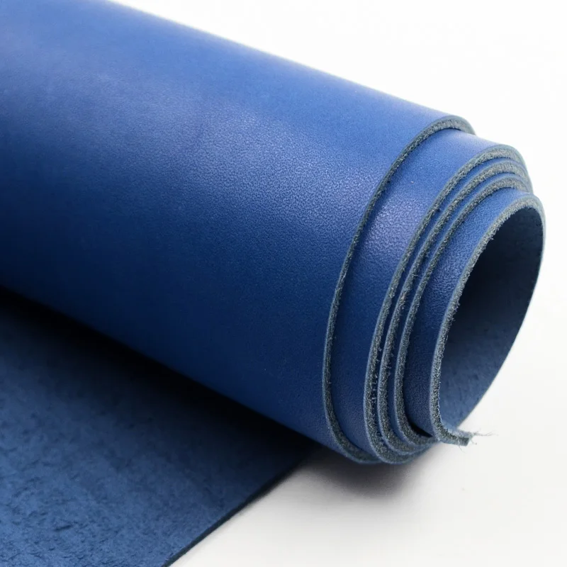 Темно синий первый слой из натуральной кожи воловья кожа растительного дубления