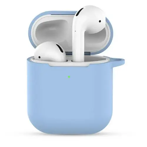 Для Airpods 2 TWS Портативный Силиконовый чехол для беспроводной bluetooth-гарнитуры защитный чехол анти-потеря наушники коробка аксессуары - Цвет: 12 light blue