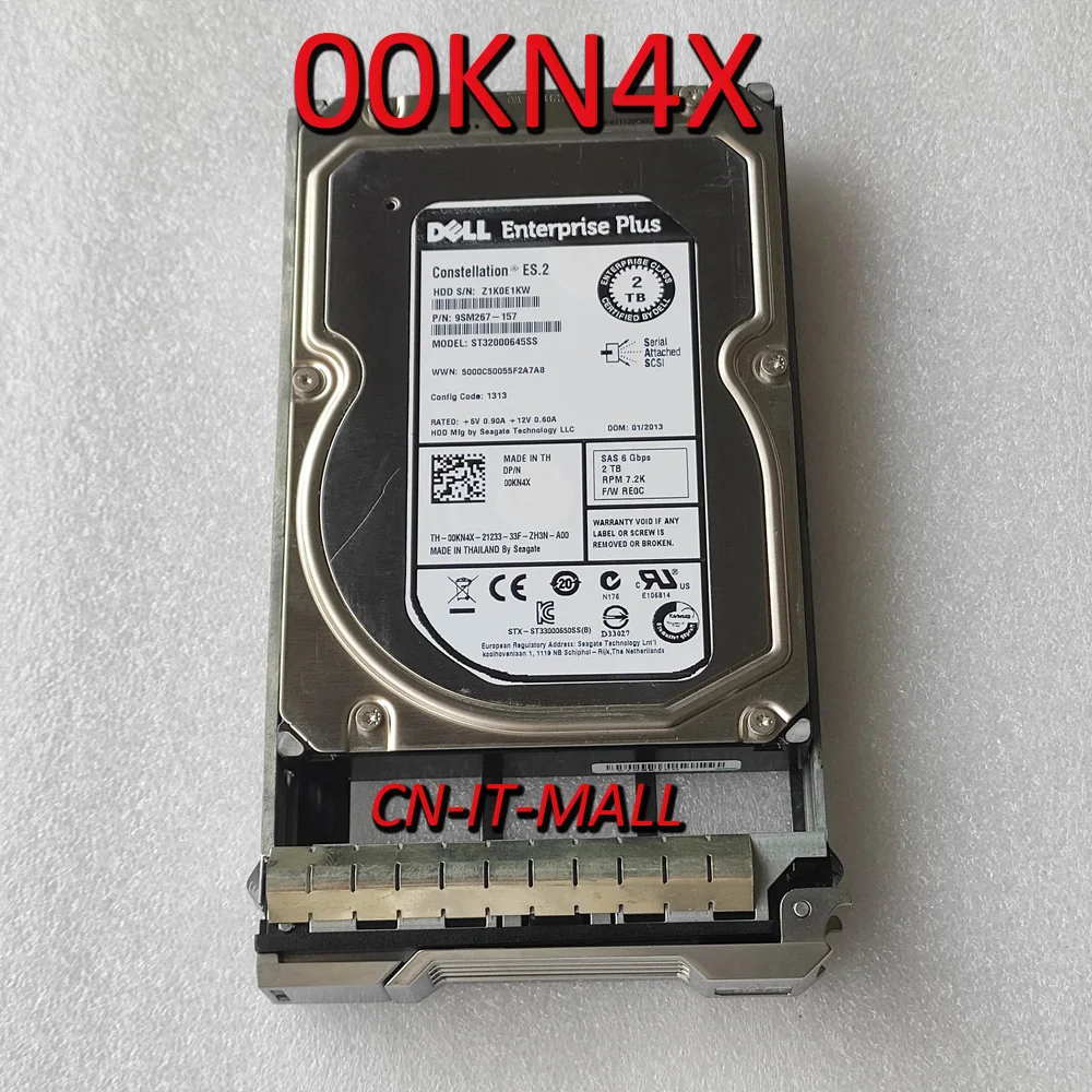 

3.5 00KN4X 0KN4X Y79JP ST32000645SS 9SM267-157 2T 2TB SAS EQ Hard Drive HDD