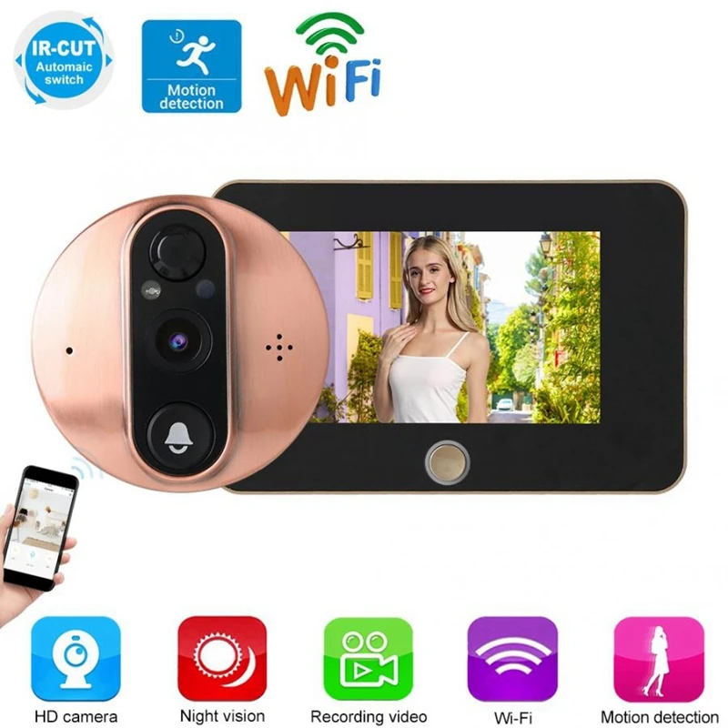 4 3 дюймовый монитор видео глазок беспроводная камера Wi Fi для дверного звонка PIR