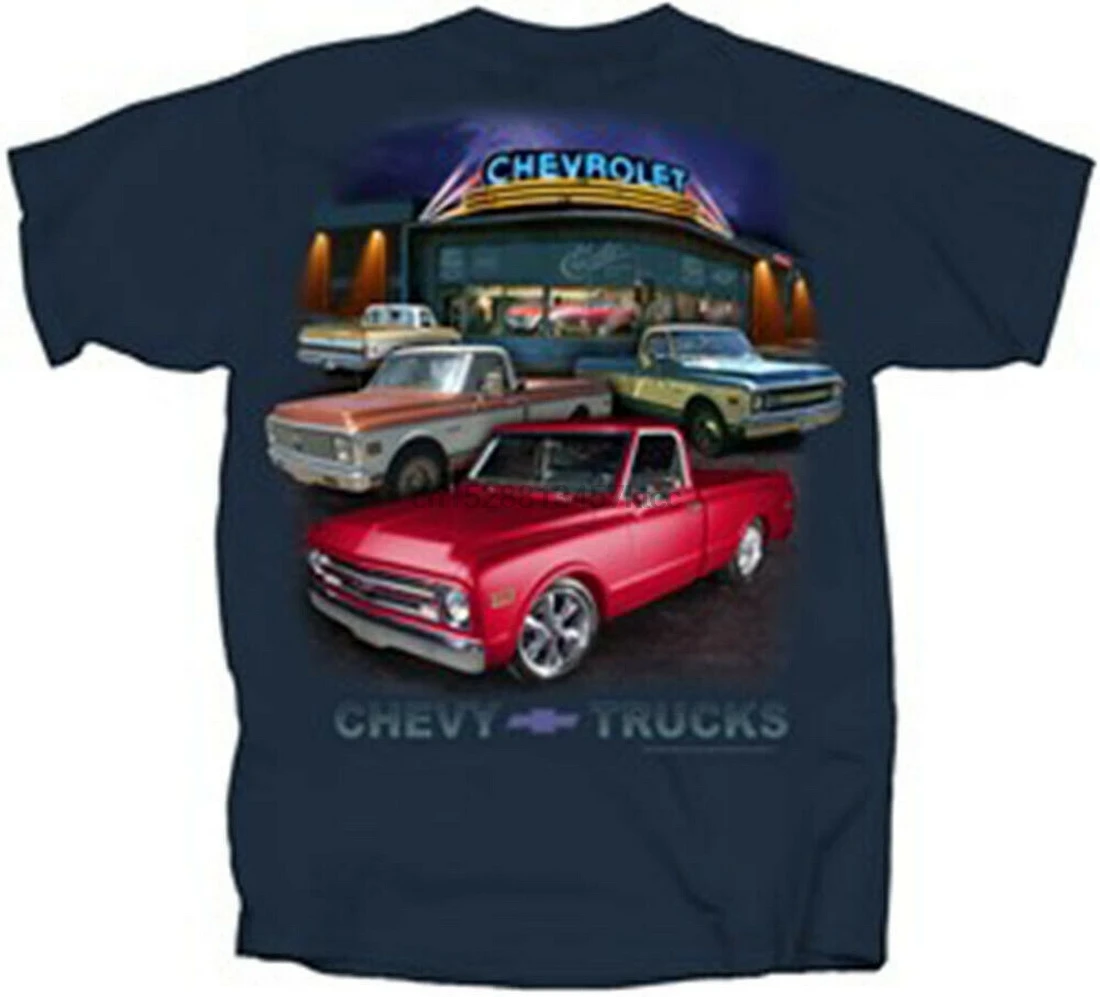 Chevy C10 футболки футболка с 1967 1972 б/у дилера сцены (лицензию) бесплатная доставка