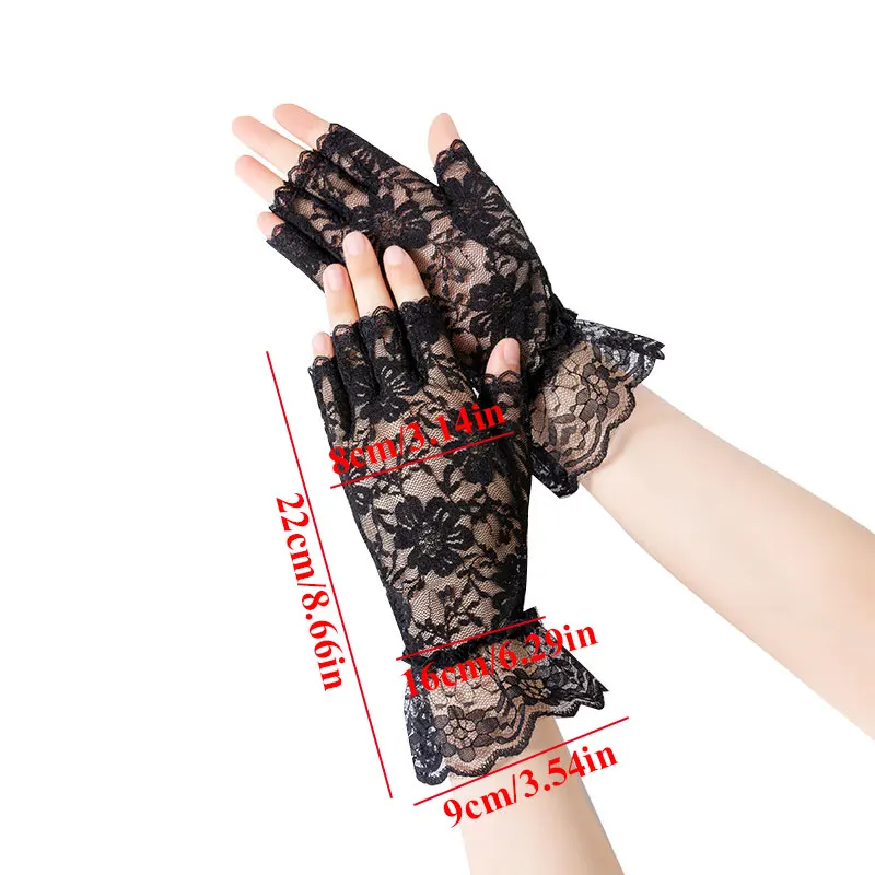 

Summer Ultra-Thin Gloves Sunscreen Lace Lady Gloves Embroidered Driving Glove Useful Sun Protection Dressy Gloves Fashion