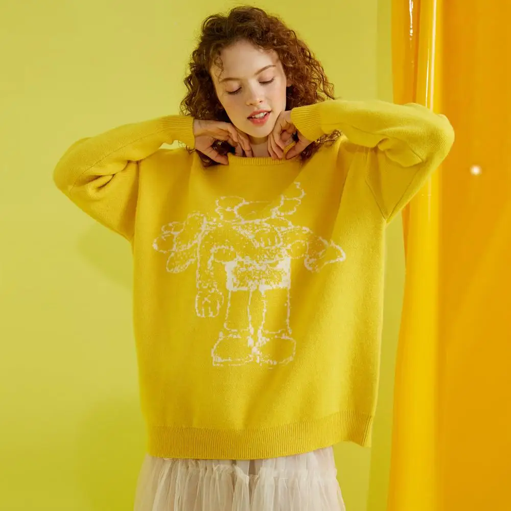 Женский Повседневный пуловер UNIFREE Свободный с круглым вырезом и длинными