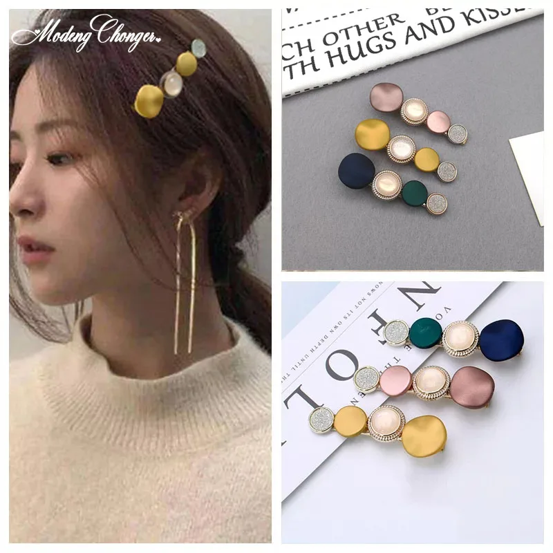 

Korea Fashion Circle Acrylic Geometric Crystal Hairpins Barrette Colorful Hairgrips Hair Clips For Girls Woman Hair Accessories