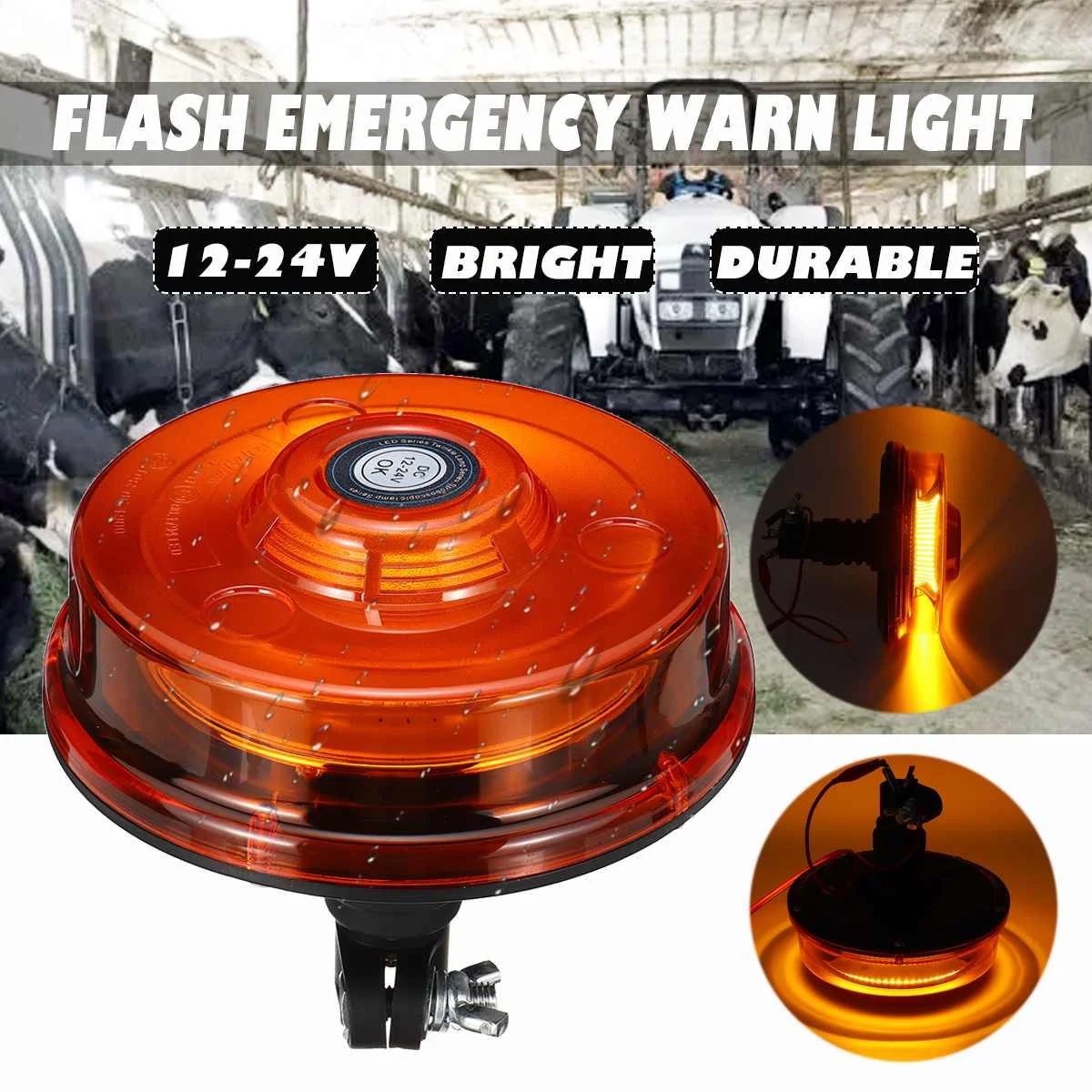 24W 12-24V Car Truck Strobe Warning Signal Light 72 LED Flashing Emergency lights Beacon Lamp for Agricultural Vehicle Tractor