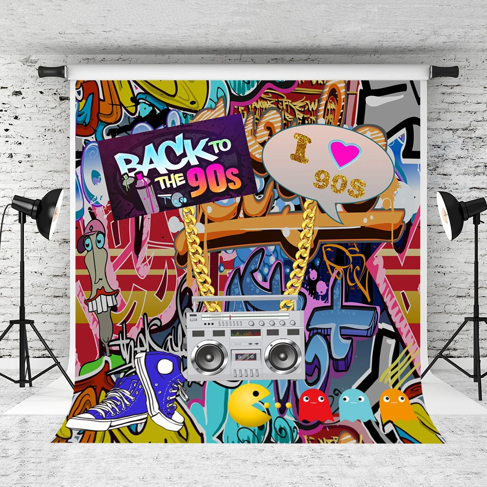 Винилбдс Граффити стена день рождения фото фон назад в 90 х хип хоп для фотографий