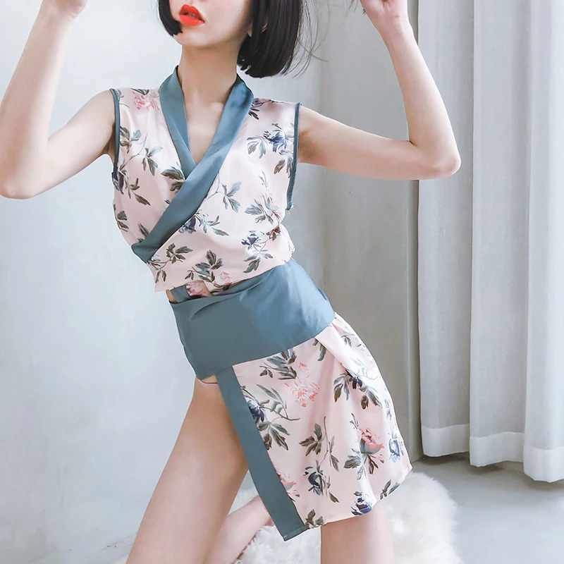 Пижама-кимоно Женская в стиле ретро с принтом тушью | Тематическая одежда и