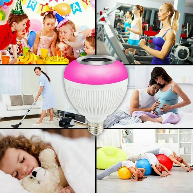 

12W E27 Wireless Bluetooth LED Light Speaker Bulb 10 Meters Range RGB Remote Control Music Player Light Remote Control