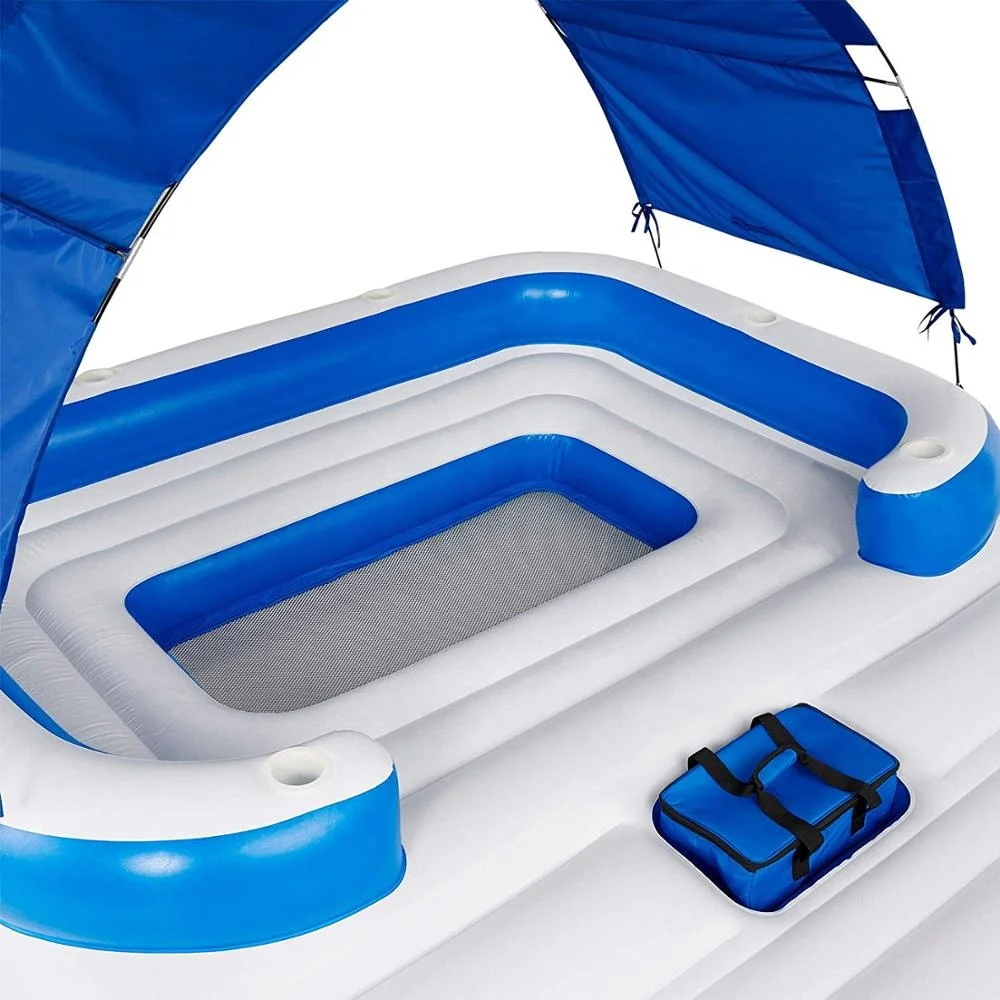 Large Inflatable 6 Person Lake Pool River Floating Island Raft With Canopie Water Tropical For Fun | Игрушки и хобби