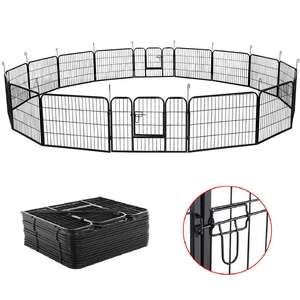 

Собачья собака щенок кошка упражнения забор барьер манеж питомник сверхмощный 16 панелей прочный для наружного помещения
