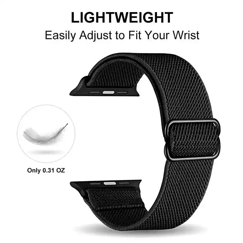 Elastic Nylon Strap For Apple Watch Band 44mm 40mm 38mm 42mm SmartWatch Bracelet WatchBand For iWatch Series SE 6 5 4 3 2