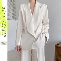 spring business pants set two piece suits off white long sleeve blazer minimalist elegant ol blazer sets fashion office wear