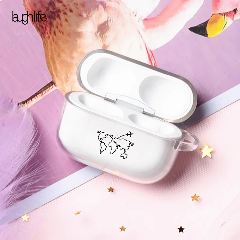 

Soft Earphone Case For Apple Airpods Pro Case Cover Cute Map Trip Transparent Clear Luxury Earphone Case For Air pods Pro Case