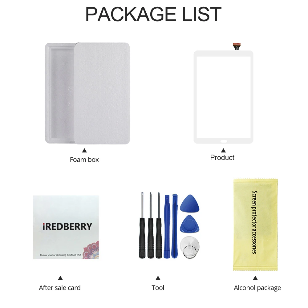 Сенсорный экран Redberry серый/белый стеклянный дигитайзер для Samsung Galaxy Tab E 9 6 T560 T561