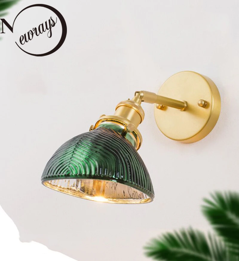 

Скандинавский арт латунный зеленый стеклянный абажур настенный светильник E27 светодиодный 220 В комнатное спальное зеркало в коридоре перед...