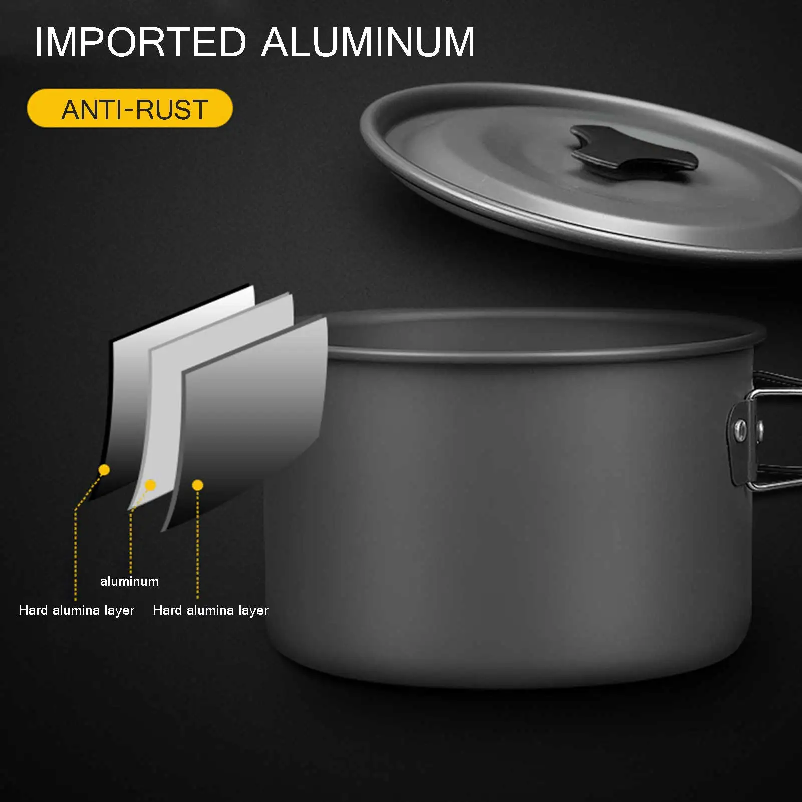 

Outdoor Camping Tableware Set Backpacking Picnic Alumina Durable Cookware Folding Cooking Set