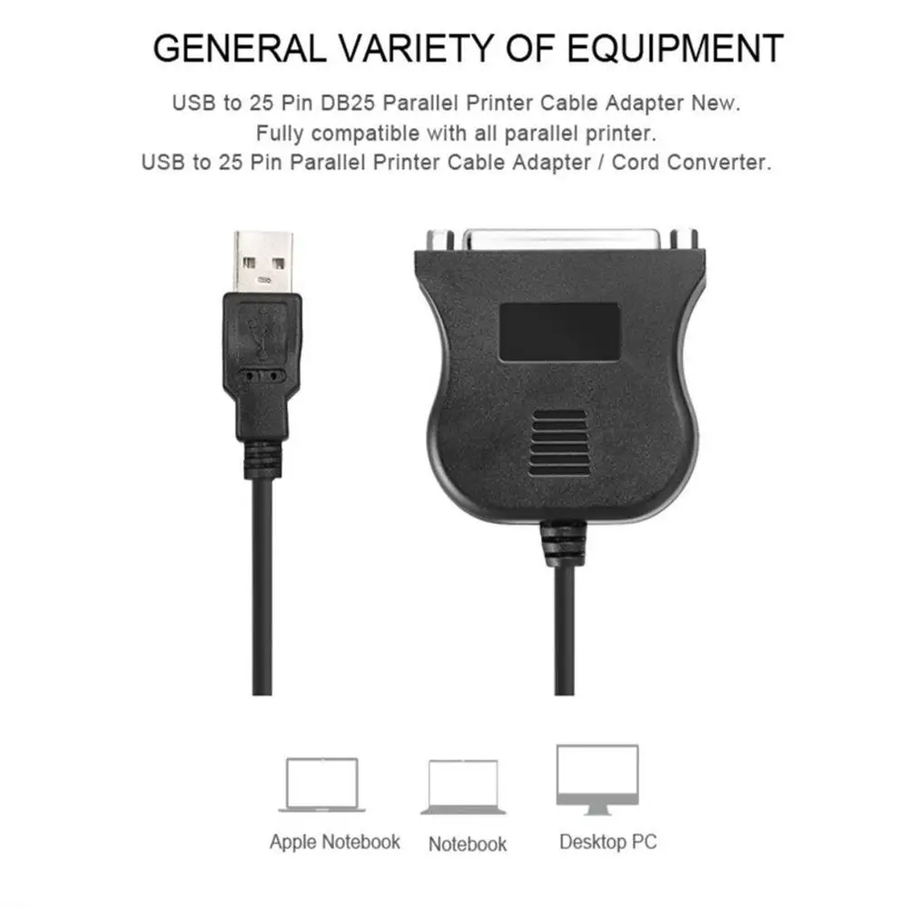 Черный двунаправленный параллельный интерфейс связи с USB на 25 контактный DB25