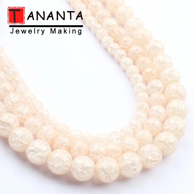 Круглые бусины цвета шампань 6 8 10 мм с трещинами из кварца натуральным камнем для