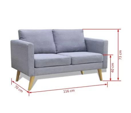 VidaXL диван с 2 сиденьями светильник серый ткань Loveseat для гостиной | Мебель