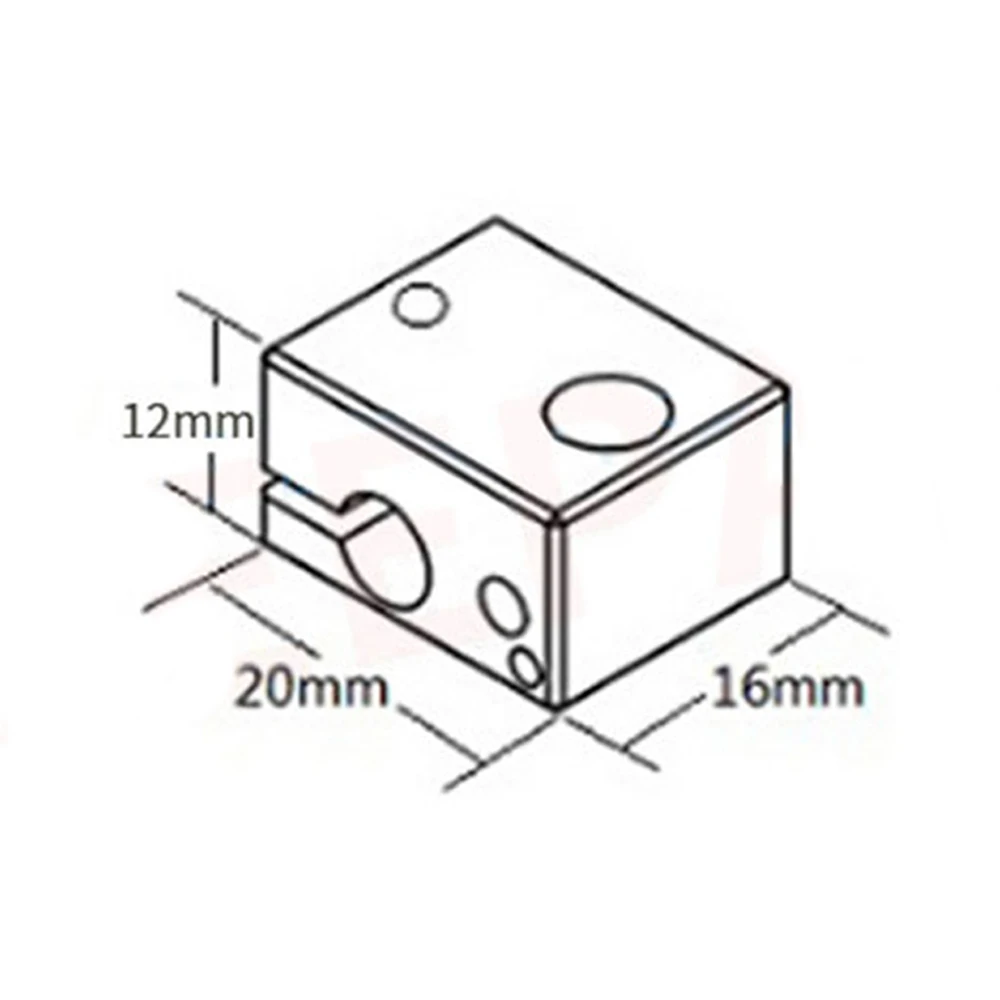 

2pcs E3D V6 Heater Block Size 16*12*20mm MK7 MK8 Extruder Heated Block Aluminum Block To J-head Hotend 3D Printer Extruder Parts