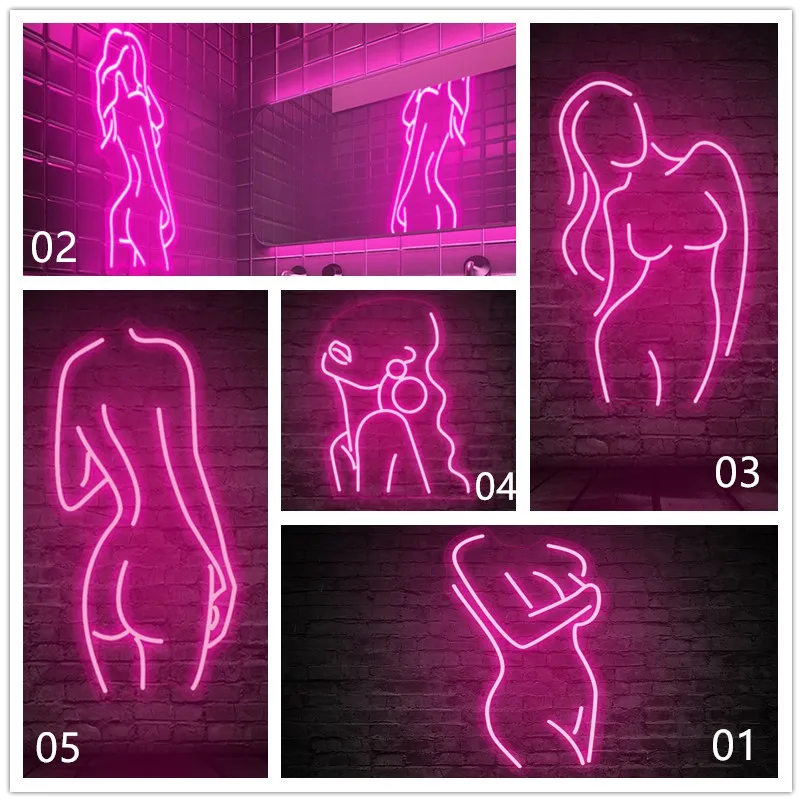 Sexy Lady LED Neon Sign Female Led Neon Pub Decor Light For Home Room Decor Bar Party Wedding Pink Gift Custom Neon Sign