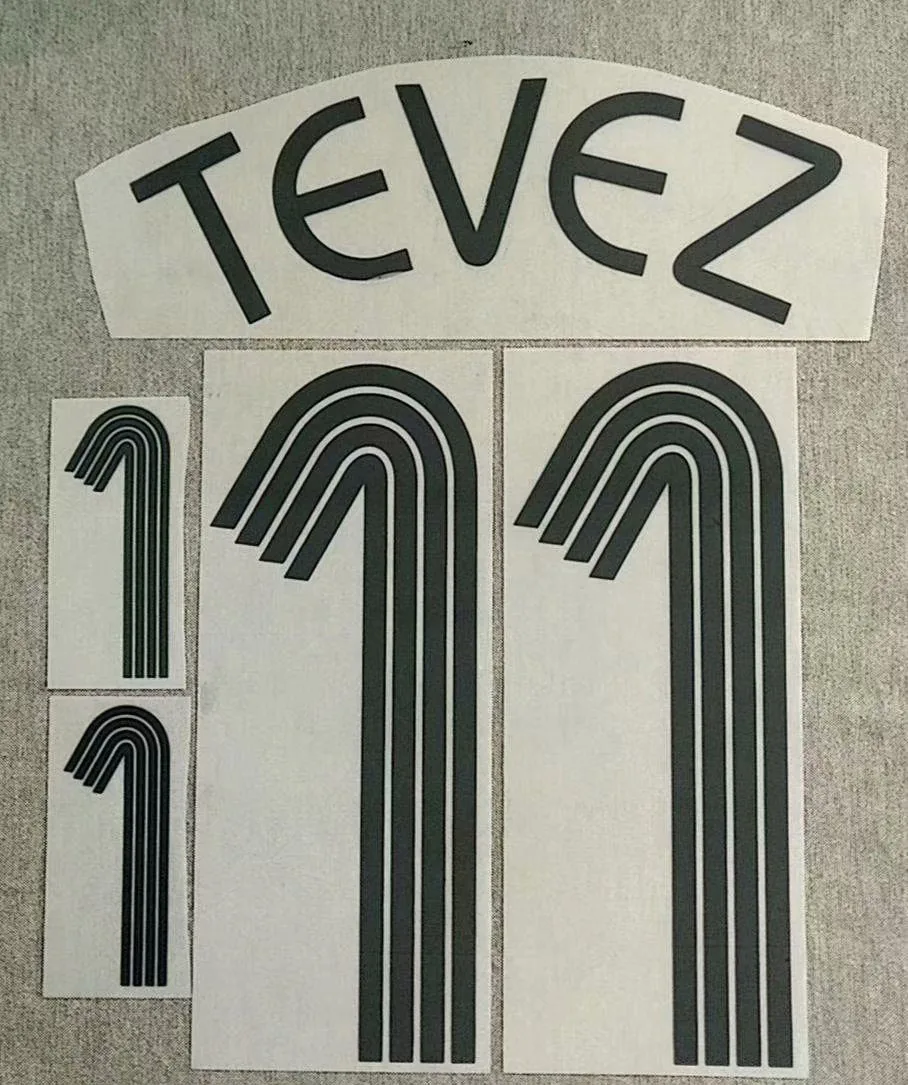 

2006 #10 Riquelme Nameset #11 Tevez Printing Customize Any Name Number Printing iron On Transfer Badge