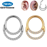 1pcs g23 titanium septum nose piercing clicker hoop zircon hight segment helix nose rings 16g open small body perforated jewelry