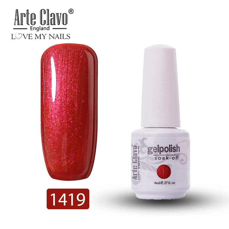 1419 Arte Clavo, 8 мл, зеленый цвет, Гель-лак для ногтей, лак для ногтей, блестящий гель, лак для ногтей, полуперманентный, УФ-Гель-лак, впитывающий - Цвет: 1419