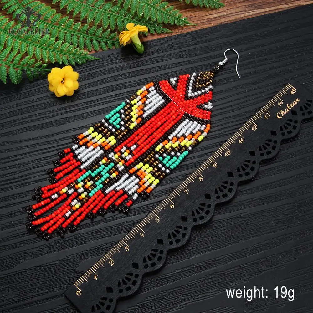 ROYALBEIER женские разноцветные богемные длинные серьги-кисточки ручной работы с