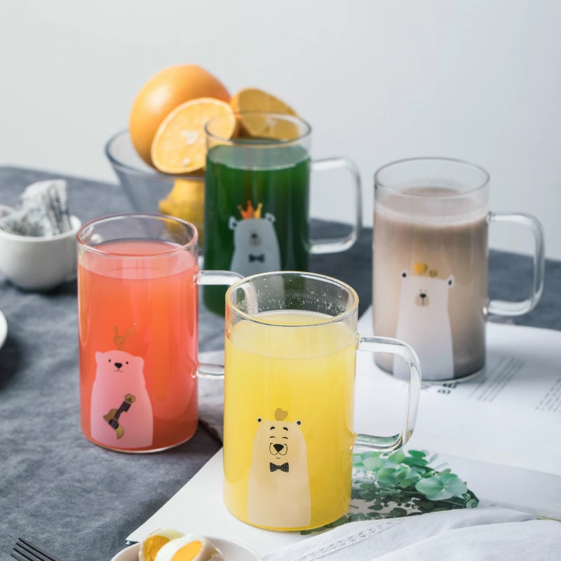 Милый мультяшный медведь прозрачные стеклянные кофейные кружки креативный