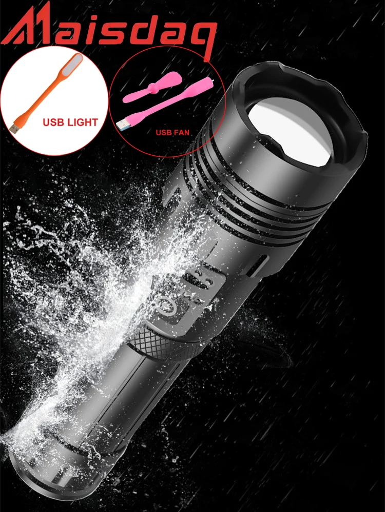 구매 강력한 강력한 손전등 자리 충전식 Usb 블랙 휴대용 작업 빛 전술 밤 밝은 휴대용 자전거 전조 등 토치