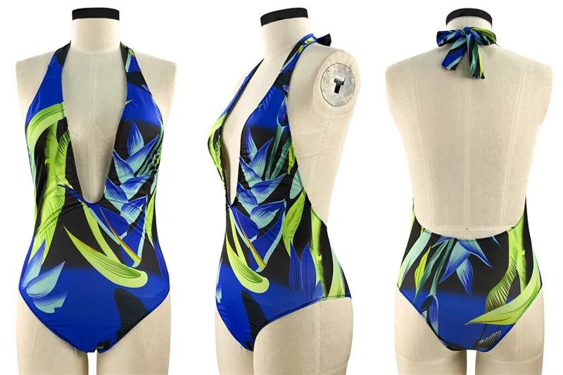 Размера плюс купальный костюм женские купальники с открытой спиной монокини