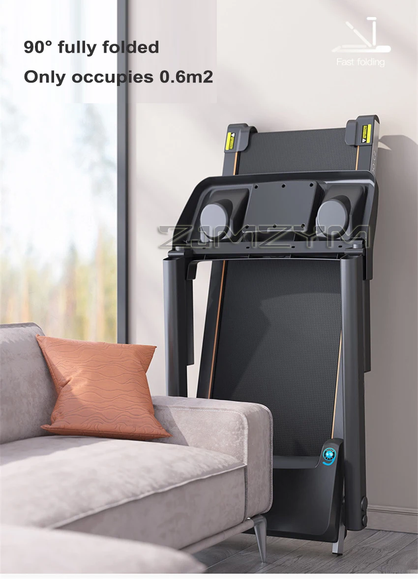 

C2 Foldable Treadmill Multifunction Household Electric Flat Walk Machine Shock Absorption Intelligent Fitness Equipment 100*38cm