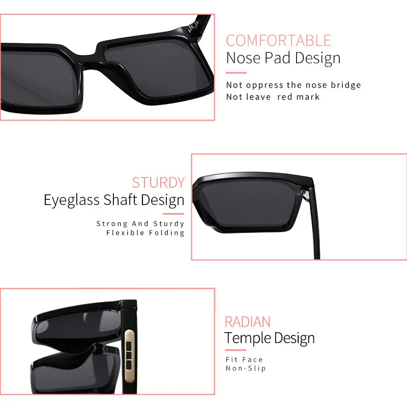 

LUCIDIE 2021 Women Rectangle Vintage Sunglasses Brand Designer Retro Sun Glasses Female Lady Eyeglass Driving Oversized Goggles