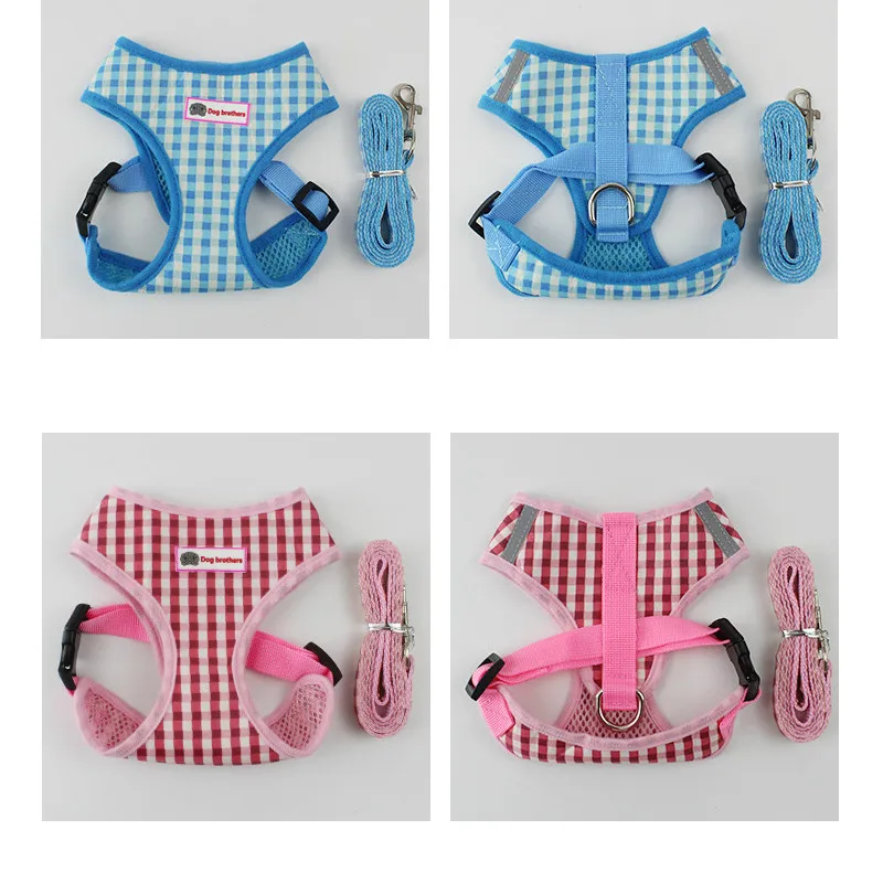 Поводок для собак ошейник светоотражающий сетчатый дышащий нагрудный ремень из