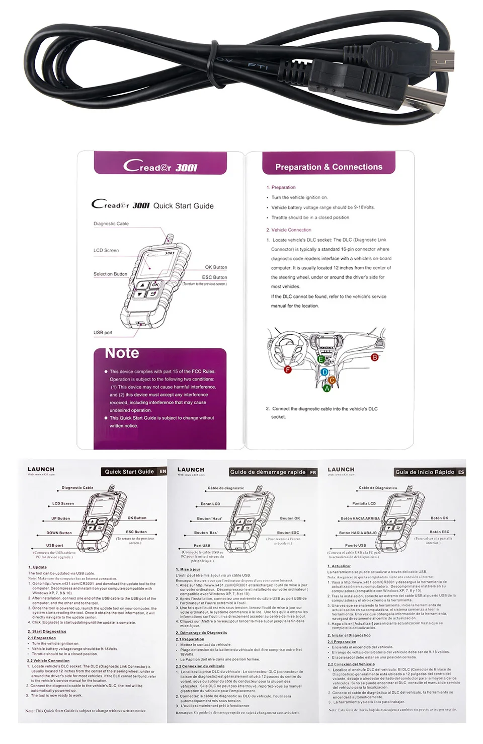 Запуск X431 CR3001 читатель Кода OBDII сканера OBD2 сканирование на коды ошибок и их сброс считыватель-анализатор для автомобилей Creader 3001 лучше, чем ELM327