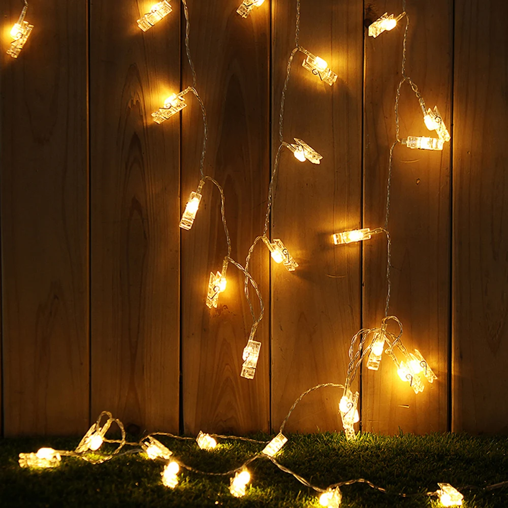 Фото Клип USB светодиодные фонари украшения батарея спальня работает гирлянды