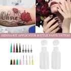 Набор для временных татуировок Jagua Henna, 2 шт., бутылочки-аппликаторы с 16 иглами для тату в виде бутылки