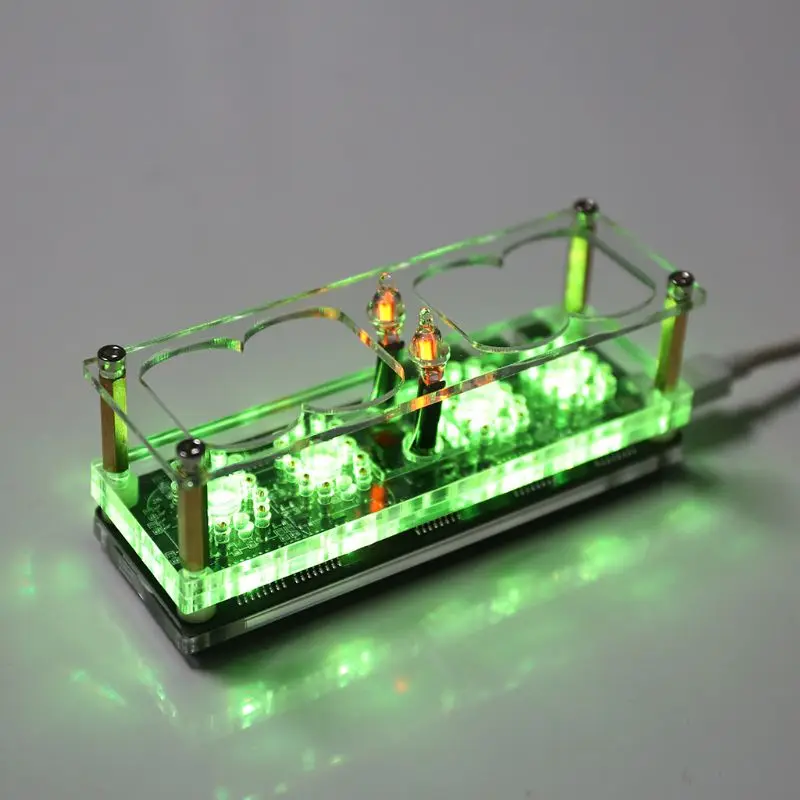 

IN-12 Glow Tube Clock 4-Bit DS3231 IN12 Nixie Tube Clock Vintage Steampunk Decor Gift with Multicolor RGB LED Backlight P0RE