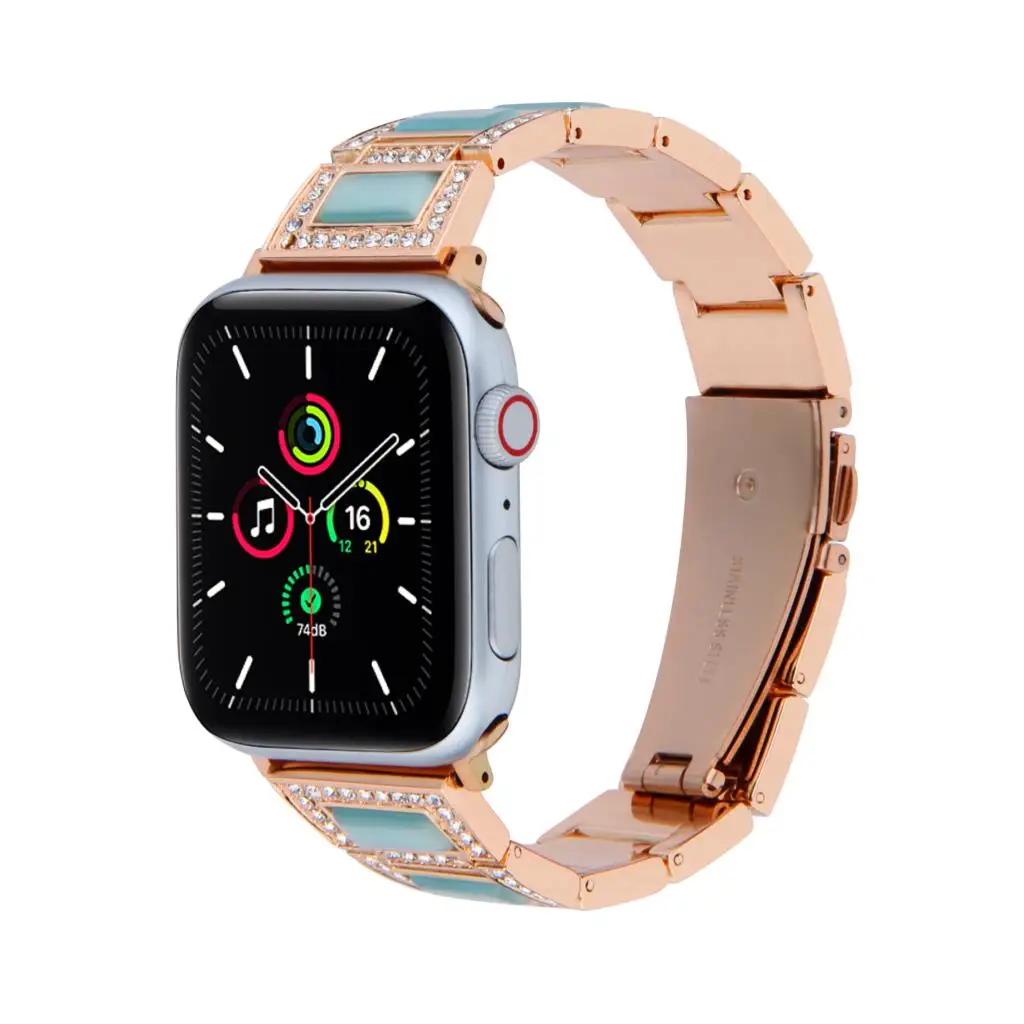 

High-end Metal Strap For Apple Watch 6 5 4 SE Band 40mm 44mm Resin Replacement Strap For Iwatch 3 2 38mm 42mm Luxury Metal Strap