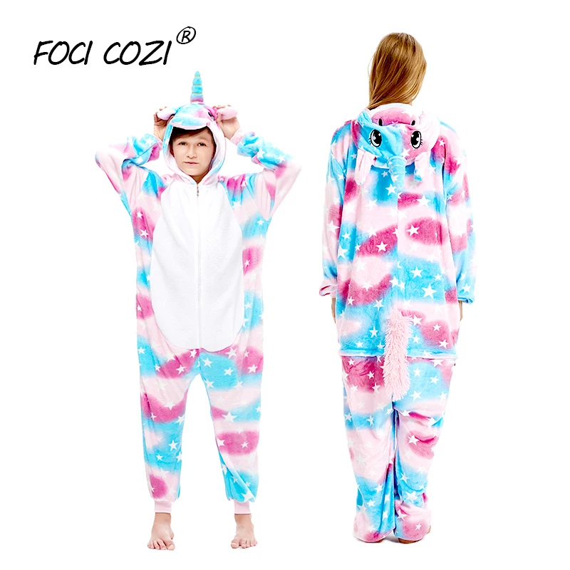 

Детский унисекс костюм единорога пижама в виде животных Хэллоуин Модный взрослый Единорог Костюм Животного Пижама для мамы и дочери/сына