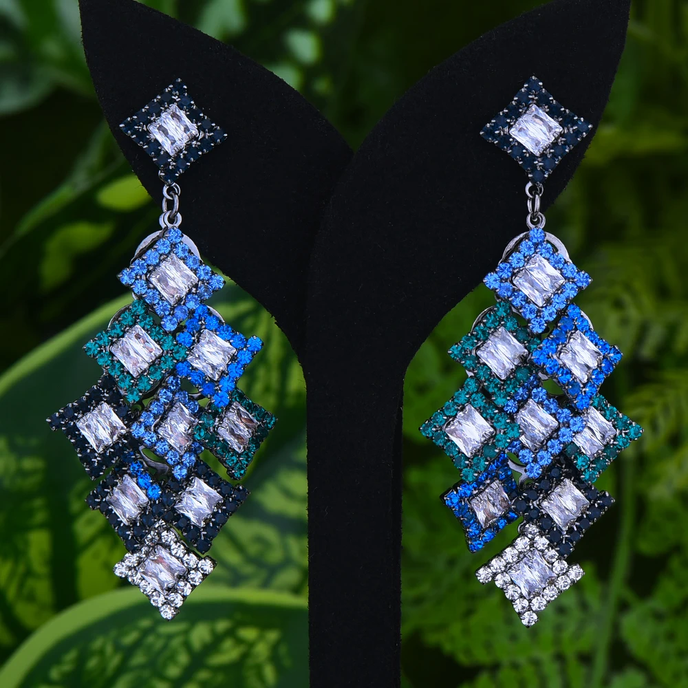 Женские свадебные серьги GODKI роскошные с квадратными кисточками и кристаллами из