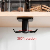 kitchen adhesive rotate storage rack cupboard shelf hanging hook organizer closet clothes shelf hanger wardrobe hook up holder
