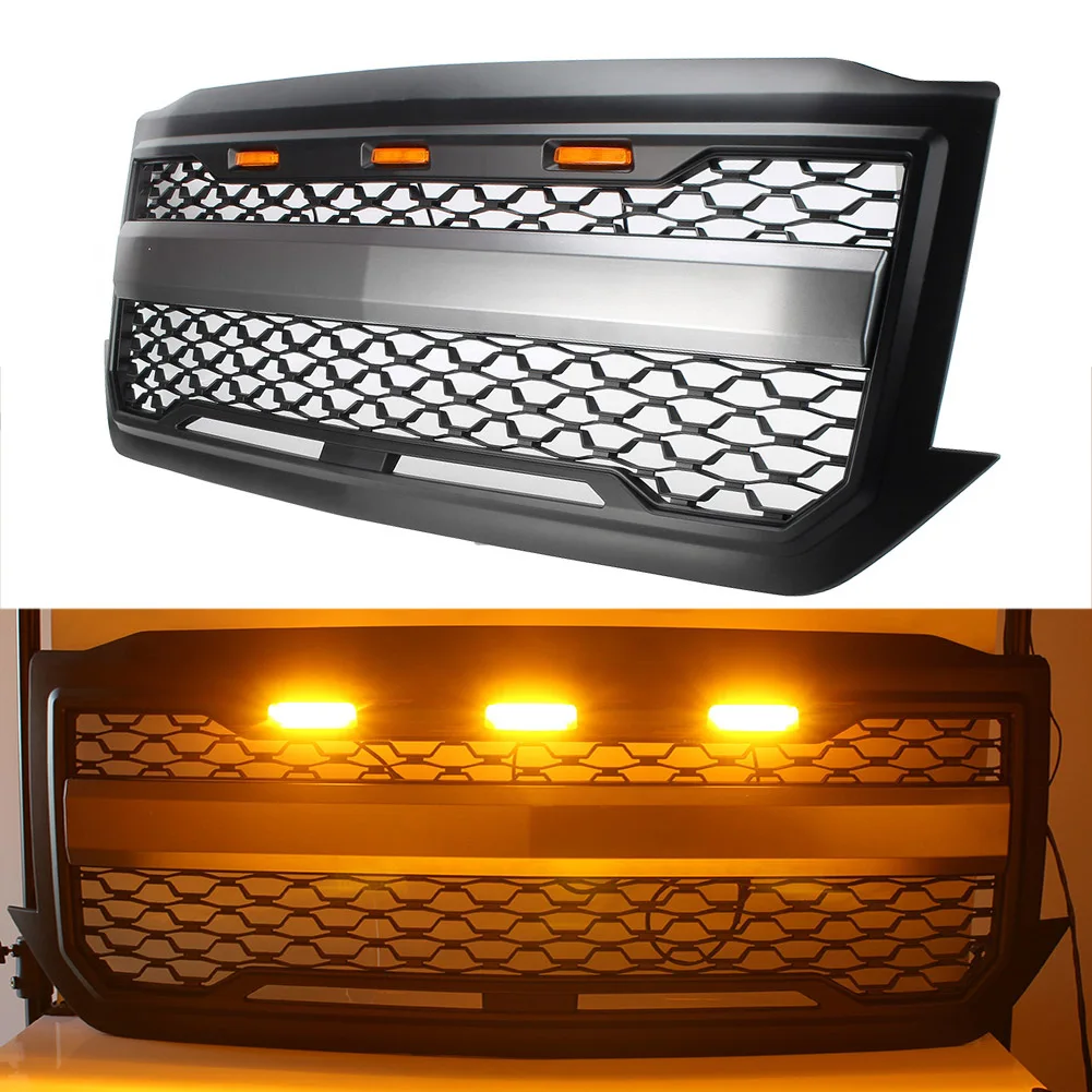 Решетка гриля передняя с желтым светильник том для CHEVROLET Silverado 1500 2016 2017 2018 Silverado1500