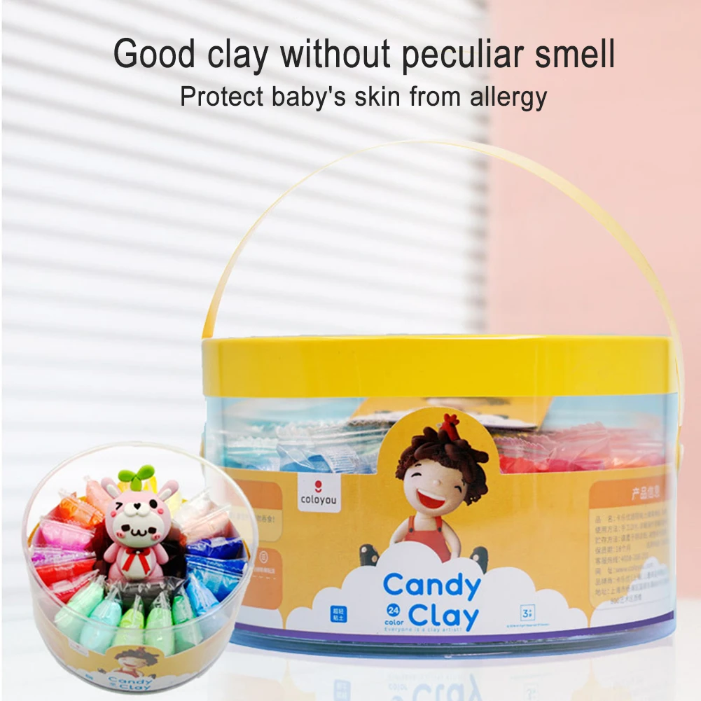 

24 Color Slime Light Clay Modeling Polymer Sand Air Dry Fluffy Plasticine Handgum Set Box Children DIY Handmade Toy