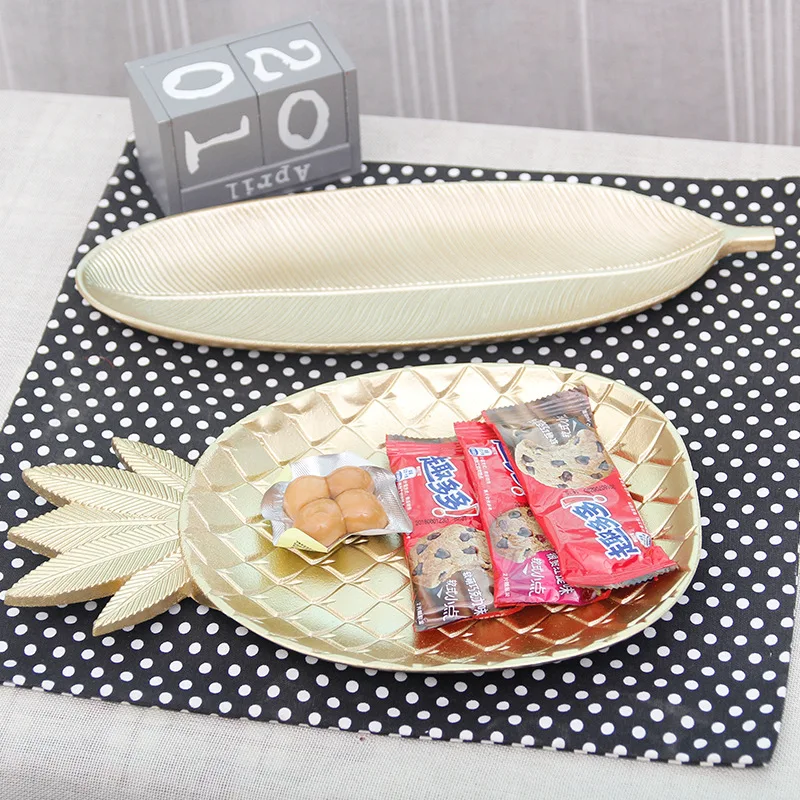 1 шт. лоток для закусок INS в скандинавском стиле золотой поднос лист ананаса форма