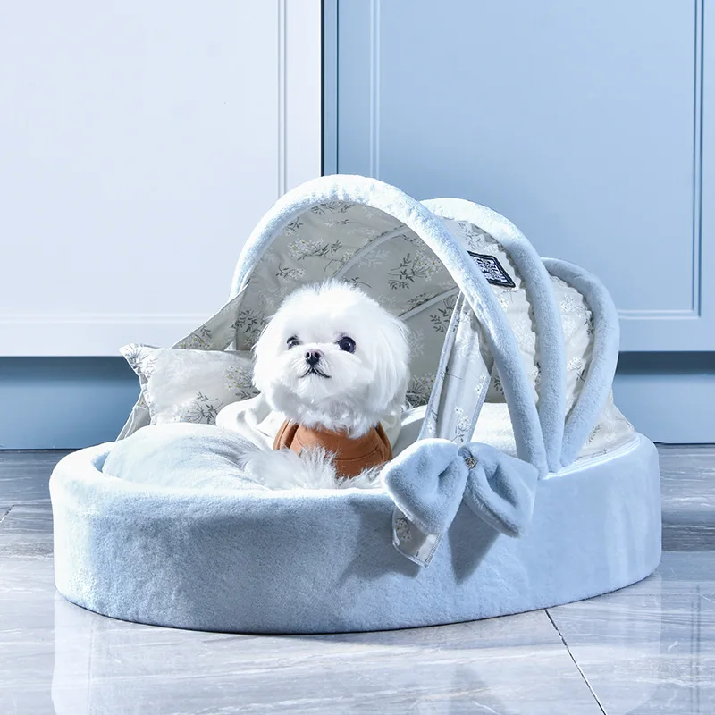 Милая кровать для домашнего питомца принцессы с бантом кошек или маленьких